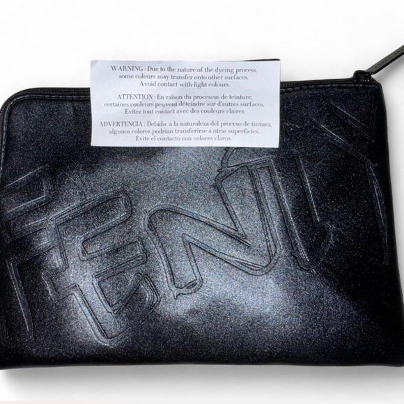 Fenty Black Embossed Zipper Pouch Bag- Makeup Bag - Picture 1 of 3